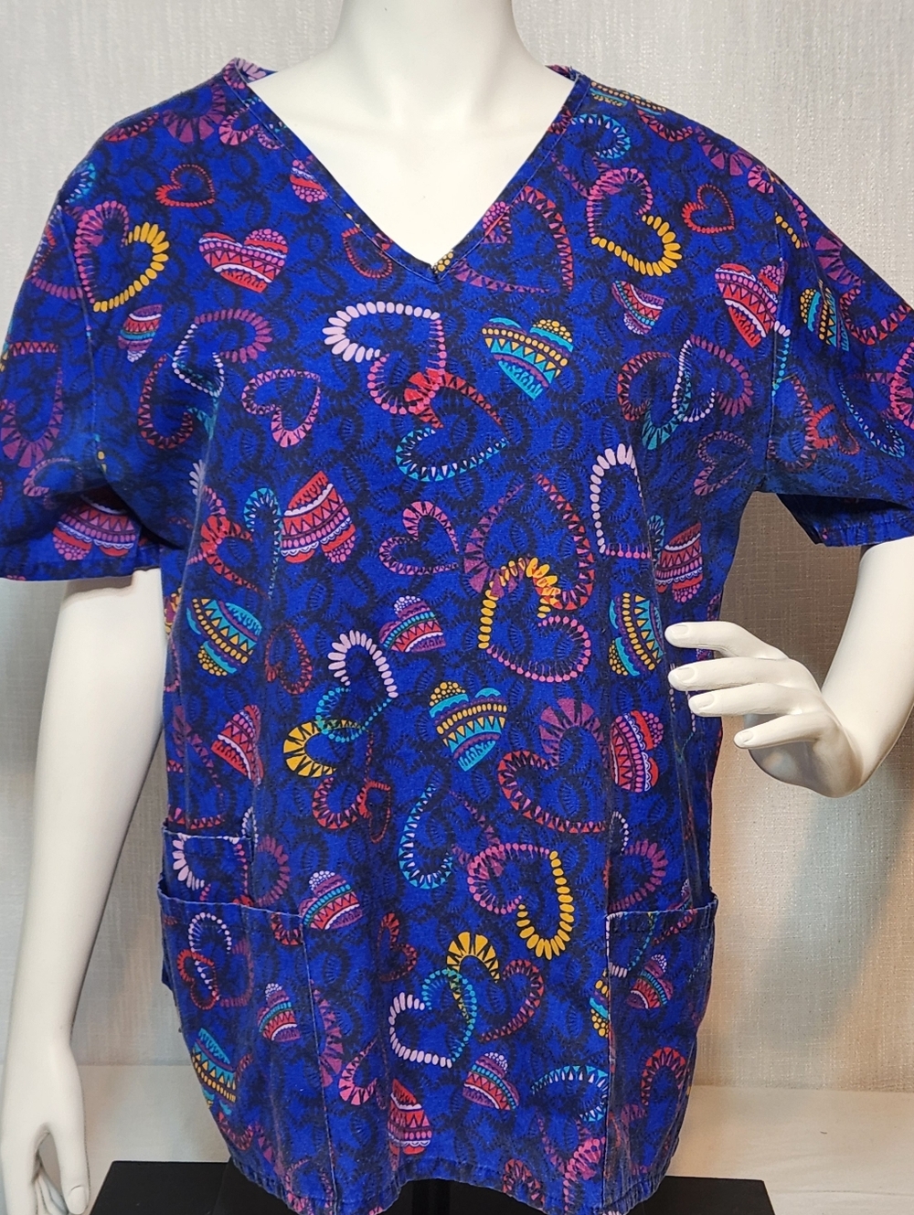 B Scrubs Blue Hearts Cotton Blend Size 1X